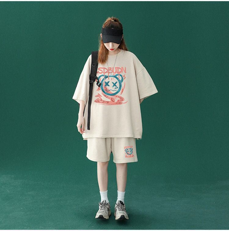 早い者勝ち 半袖Tシャツⅹパンツセット全4色 男女兼用ins-6554