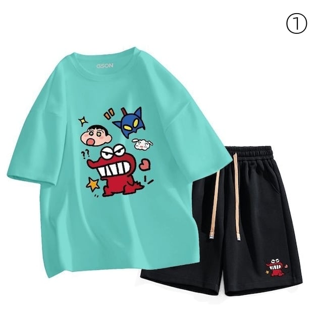 新商品 大活躍 簡潔 カジュアル 半袖Tシャツⅹパンツセットins-8109