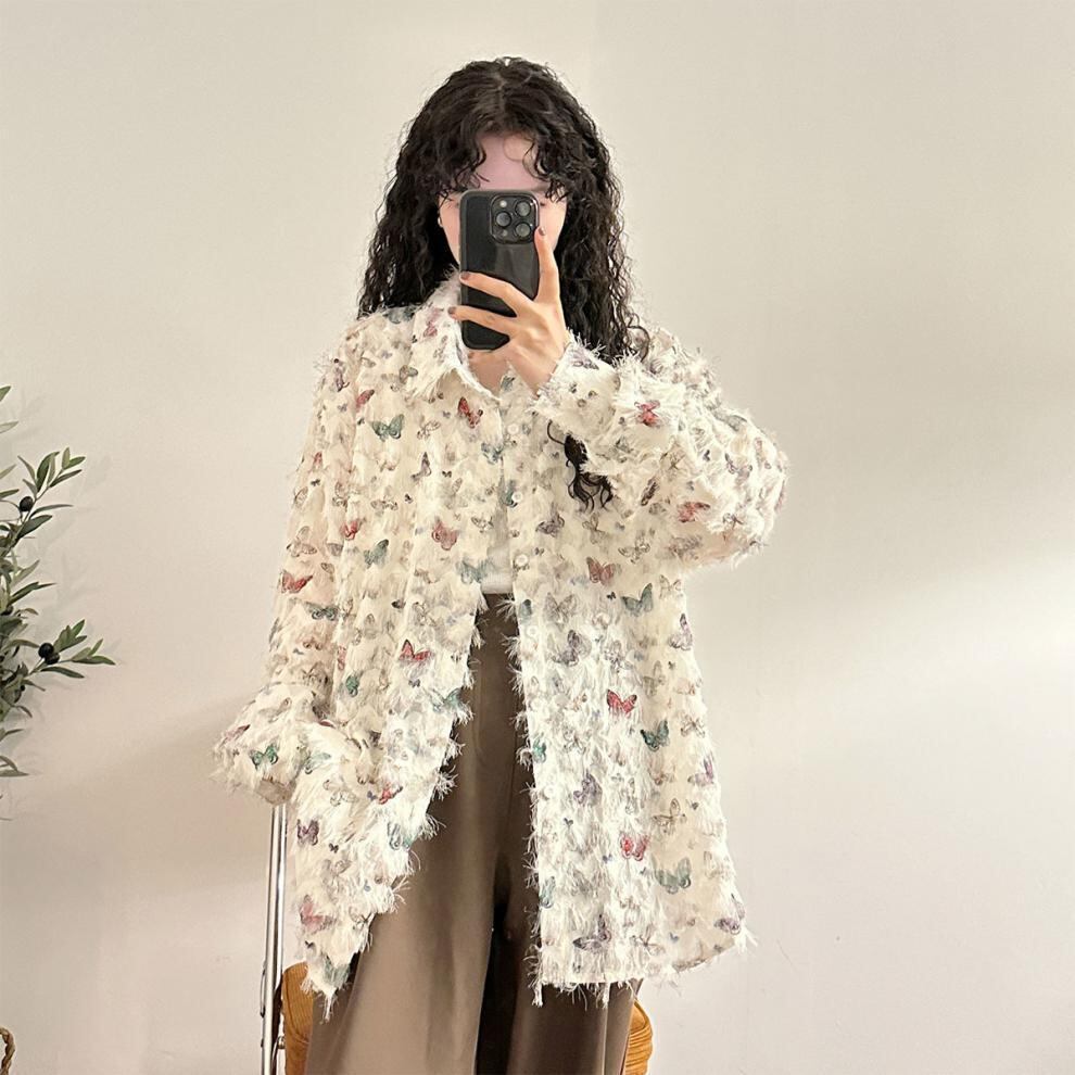 話題沸騰中 カジュアル 美人度アップ タッセル 花柄 シャツins-4934