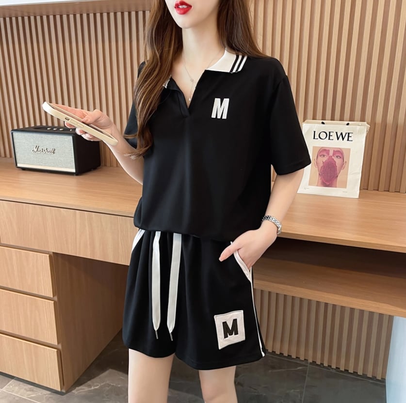 売り切れ必至 ルーズ 半袖Tシャツⅹパンツセット全2色ins-8190