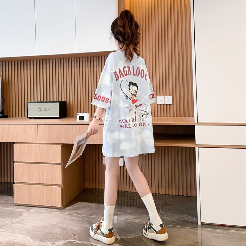 超人気 ロゴ プリント ゆったり 3色 半袖Tシャツins-8348