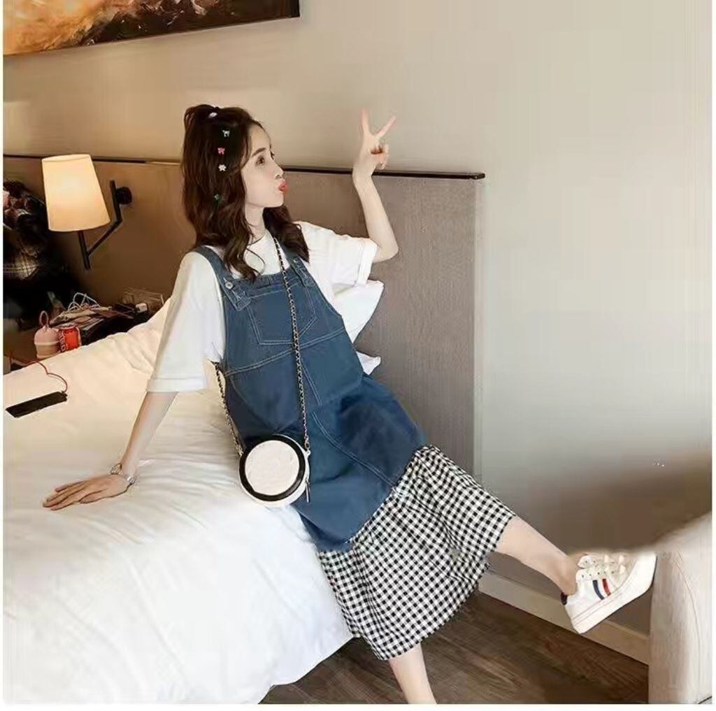 話題沸騰中 オシャレ度満点 切り替え 半袖Tシャツ+ワンピース セットアップins-8322