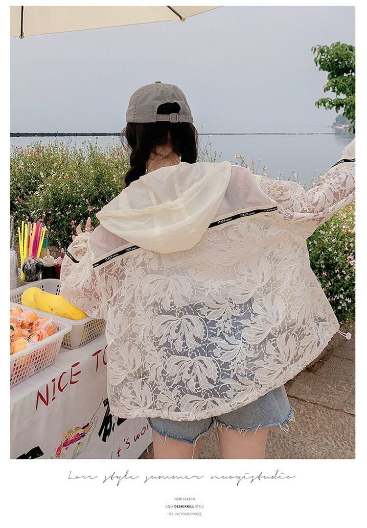 数量限定 美人度アップ 透け感 日焼け対策 冷房対策 UVカット フード付き パーカーins-4975