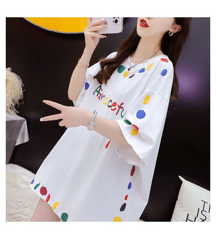 売り切れ必至 ファッション プリント 切り替え 全2色 半袖Tシャツins-8623