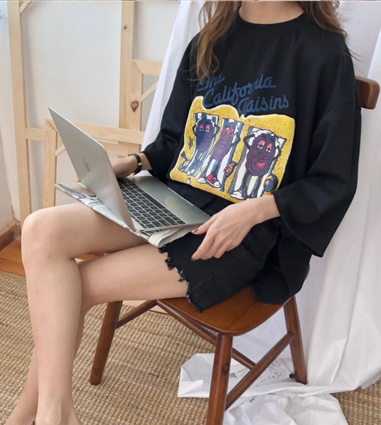 話題沸騰中 カジュアル ゆったり プリント 2色半袖Tシャツins-8161
