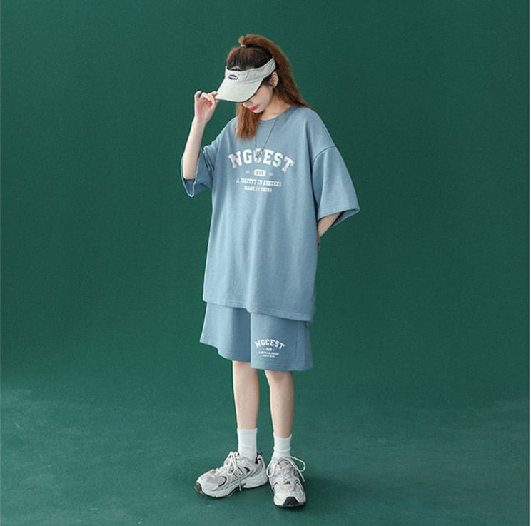【半額!期間限定!!】売り切れ必至 カジュアル 半袖Tシャツⅹパンツセット全4色 男女兼用ins-6574