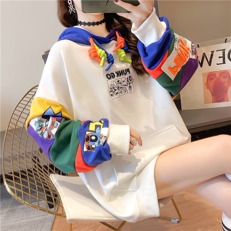 【半額!期間限定!!】(裏起毛あり)ファッション 個性派 キュート 長袖 スウェット パーカー トップスins-2160