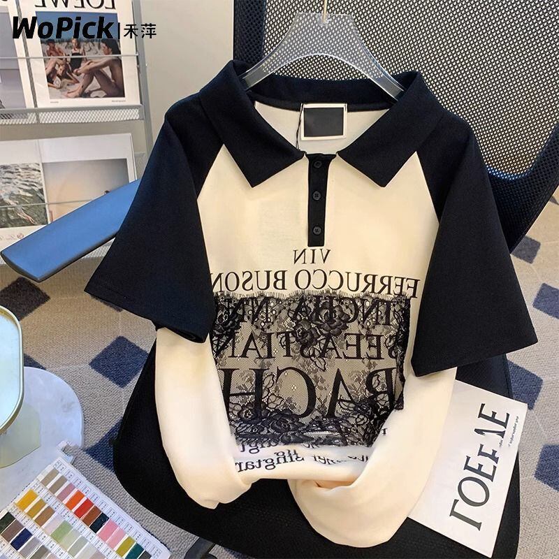 売り切れ必至 ファッション 切り替え プリント 半袖Tシャツ カットソーins-8250