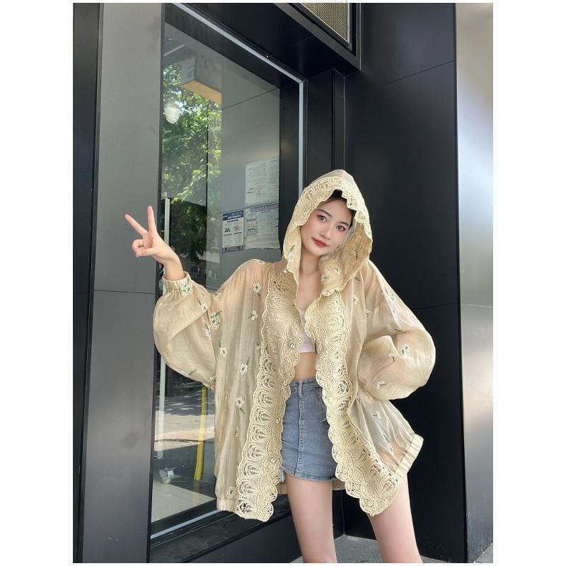 美人度アップ ファッション 透け感 日焼け対策  パーカー コートins-8113