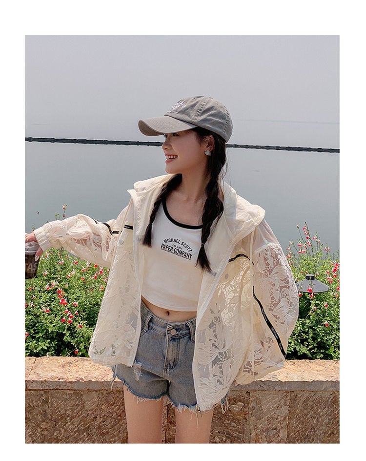 数量限定 美人度アップ 透け感 日焼け対策 冷房対策 UVカット フード付き パーカーins-4975