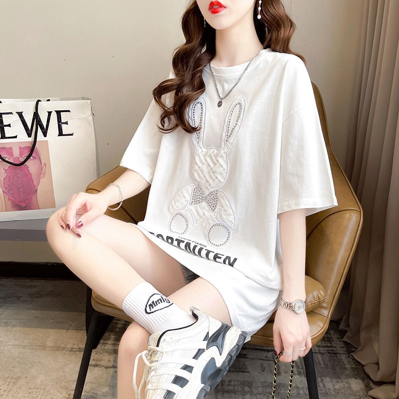 新商品 ファッション プリント 切り替え 全2色 半袖Tシャツins-8612