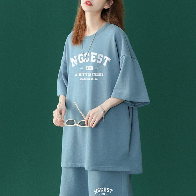 【半額!期間限定!!】売り切れ必至 カジュアル 半袖Tシャツⅹパンツセット全4色 男女兼用ins-6574