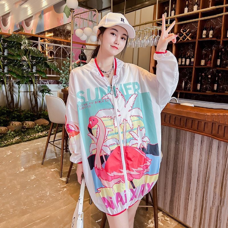 上質 カジュアル UVカット夏 長袖 薄手 日焼け止め ゆったり パーカーins-8147