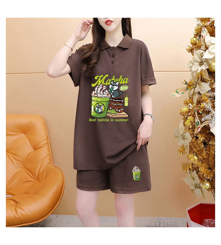 超人気 カジュアル プリント 半袖Tシャツⅹパンツセット全3色 ins-8528