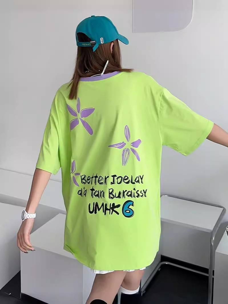 【新商品】大注目ビッグロゴ ゆったりトップス 半袖Tシャツ全3色ins-4917