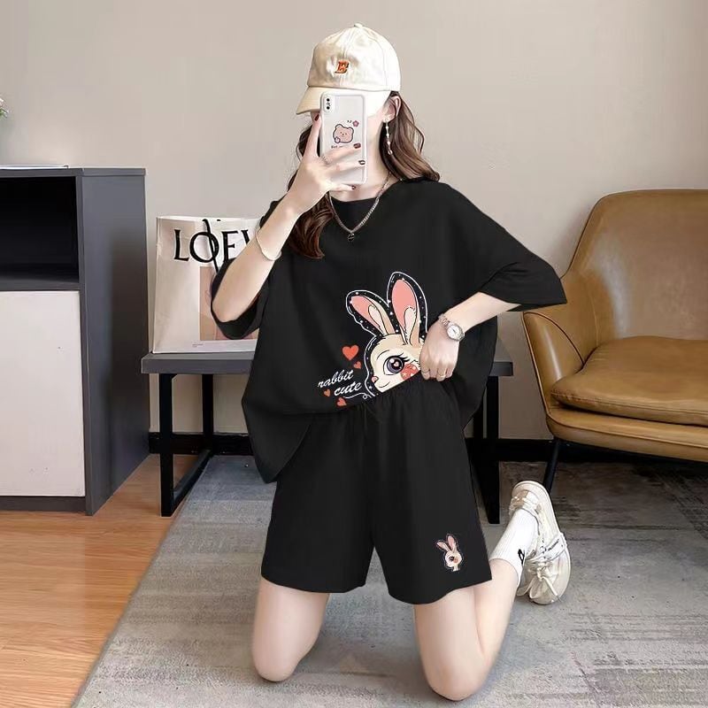 今季マストバイ 大人可愛い ルーズ 半袖Tシャツⅹパンツセット全3色 ins-8202