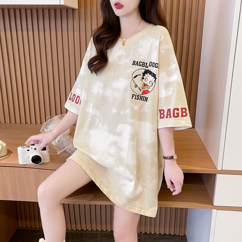 超人気 ロゴ プリント ゆったり 3色 半袖Tシャツins-8348