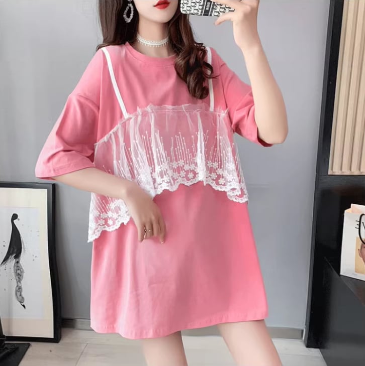 超人気 レイヤード風 ゆったり 半袖 Tシャツ 全3色ins-8253