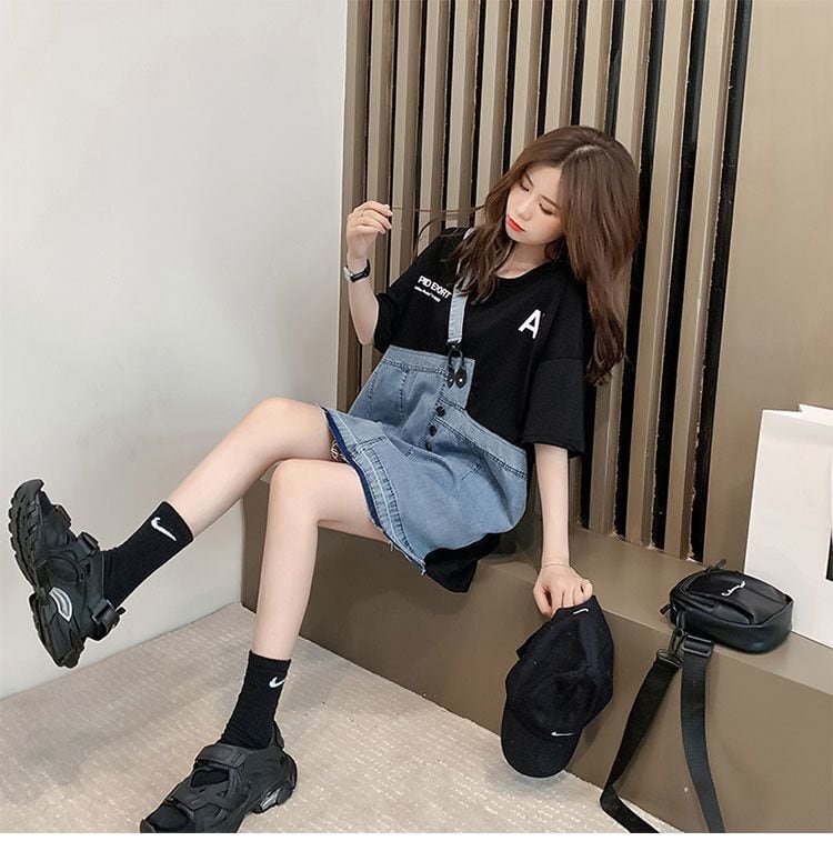 個性的なデザイン 一目惚れ 2色選択可 レイヤード風 Tシャツ カットソーins-8286