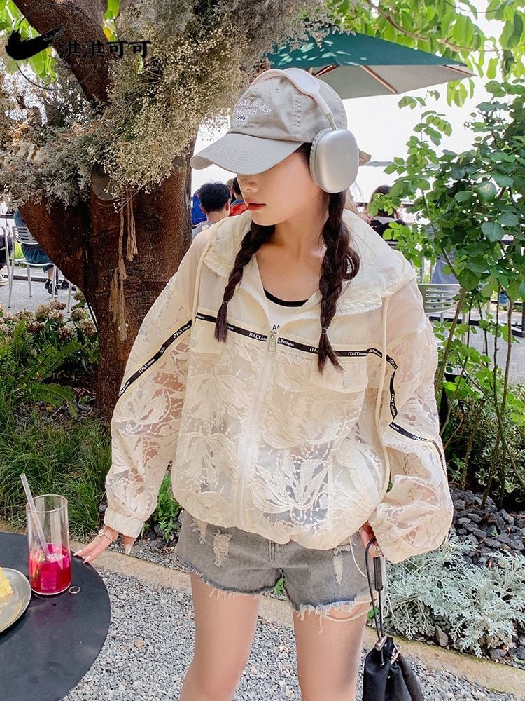 数量限定 美人度アップ 透け感 日焼け対策 冷房対策 UVカット フード付き パーカーins-4975