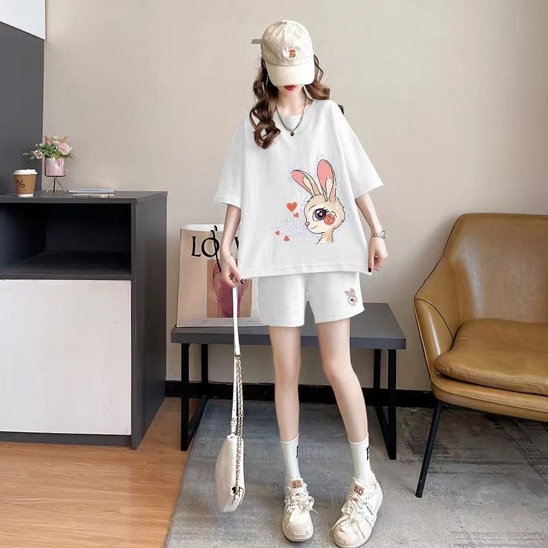 今季マストバイ 大人可愛い ルーズ 半袖Tシャツⅹパンツセット全3色 ins-8202