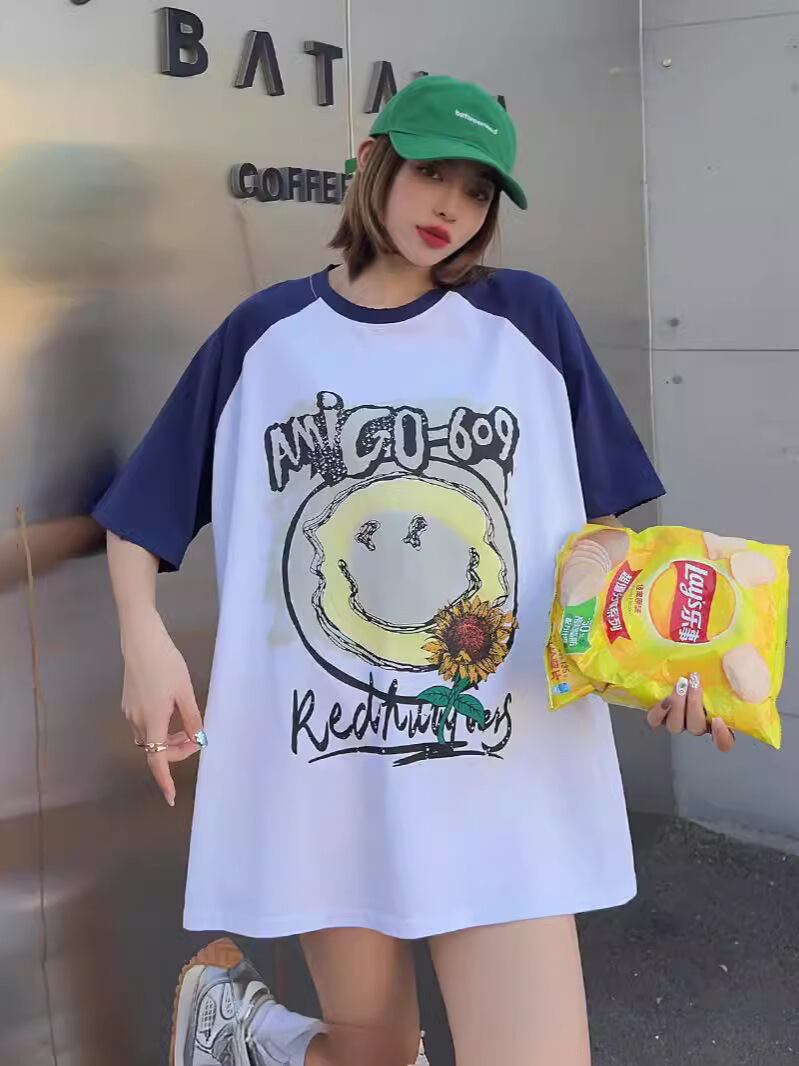 おすすめ 個性派 アルファベット プリントTシャツ ゆったり半袖ins-8114