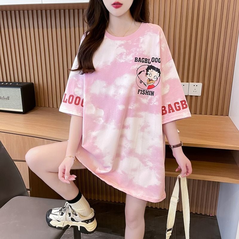 超人気 ロゴ プリント ゆったり 3色 半袖Tシャツins-8348