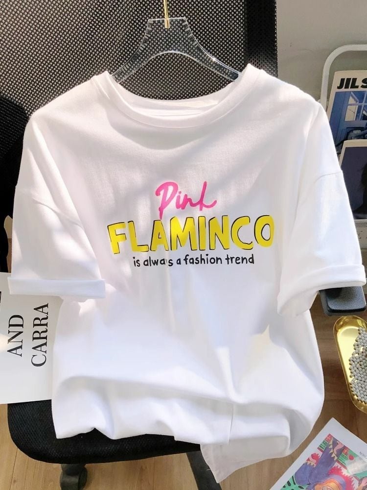 絶対欲しい 個性派 ゆったり 半袖Tシャツ ホワイト ins-4954