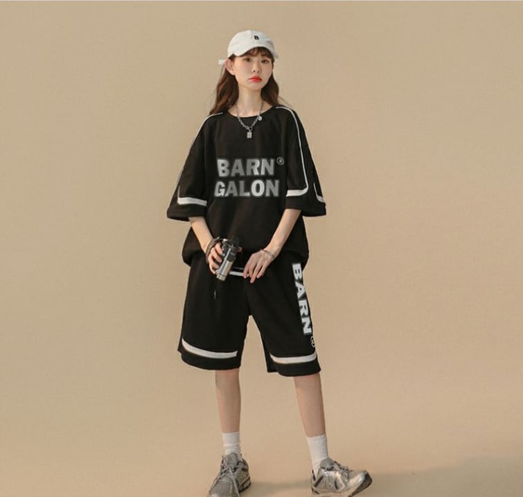 大好評 カジュアル ファッション ルーズ半袖Tシャツⅹパンツセットins-6539