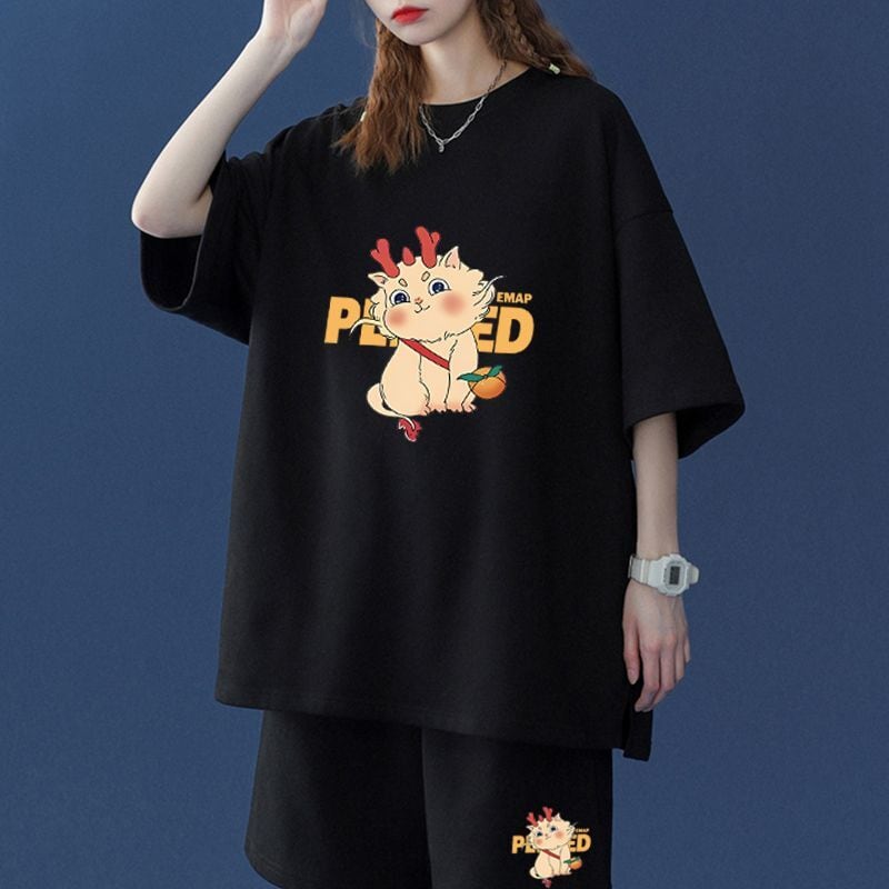 【半額セール】早い者勝ち 男女兼用 半袖Tシャツⅹパンツセット全4色ins-6548
