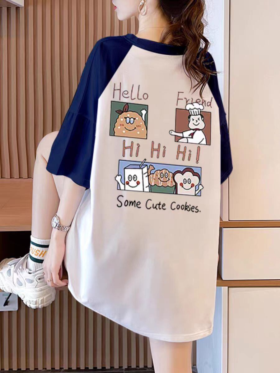 話題沸騰中 4色選択可 プリント Tシャツ カットソーins-8276