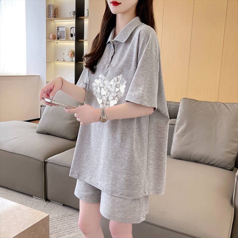 売り切れ必至 清涼感たっぷり シンプル 半袖Tシャツ+パンツ セットアップins-8195