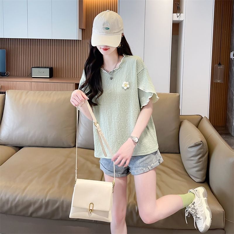 美人度アップ キュート スウィート 5色選択 半袖Tシャツins-8578