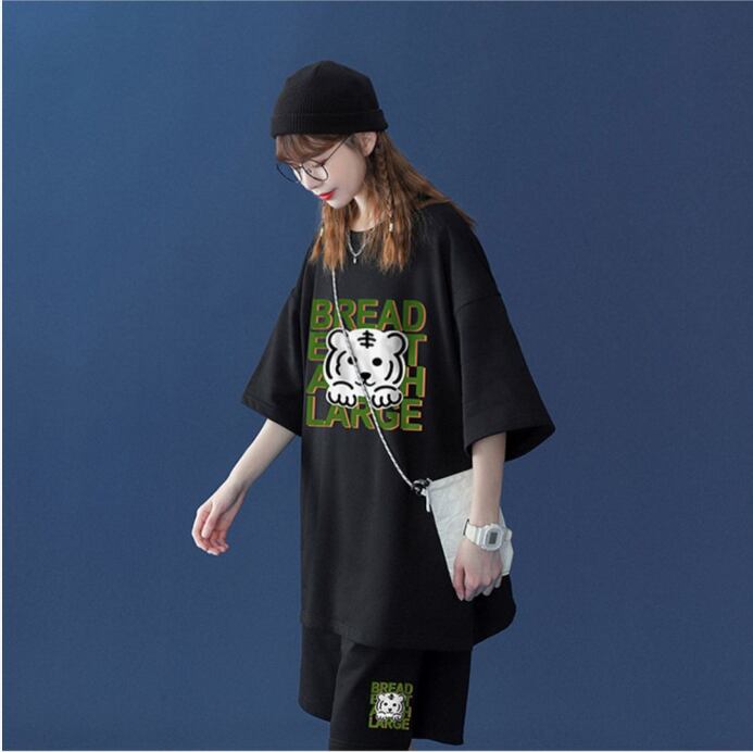 大人可愛い ルーズ 半袖Tシャツⅹパンツセット全5色 男女兼用ins-6555