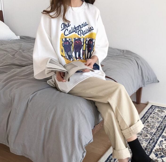 話題沸騰中 カジュアル ゆったり プリント 2色半袖Tシャツins-8161