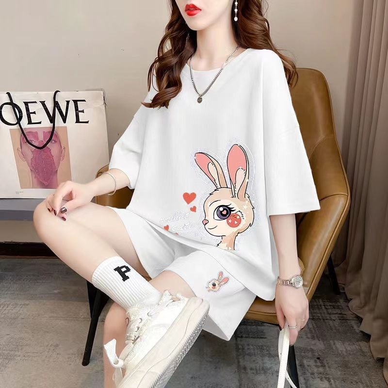 今季マストバイ 大人可愛い ルーズ 半袖Tシャツⅹパンツセット全3色 ins-8202