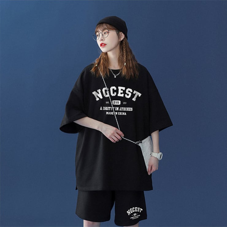 【半額!期間限定!!】売り切れ必至 カジュアル 半袖Tシャツⅹパンツセット全4色 男女兼用ins-6574