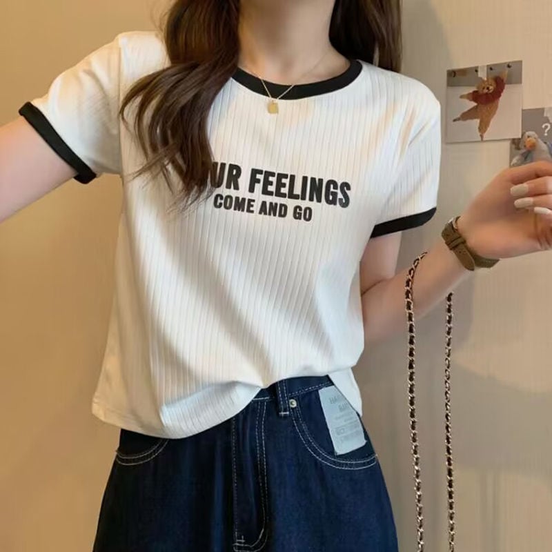 ゆったり感アップ ファッション アルファベット Tシャツ カットソーins-3077