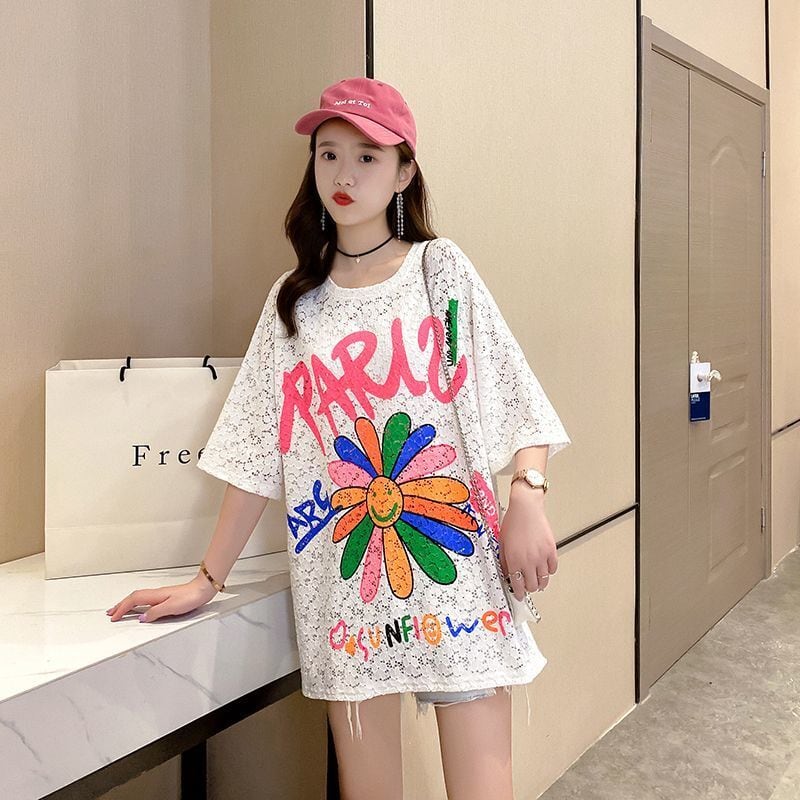 美人度アップ スウィート ゆったり 半袖Tシャツins-8130