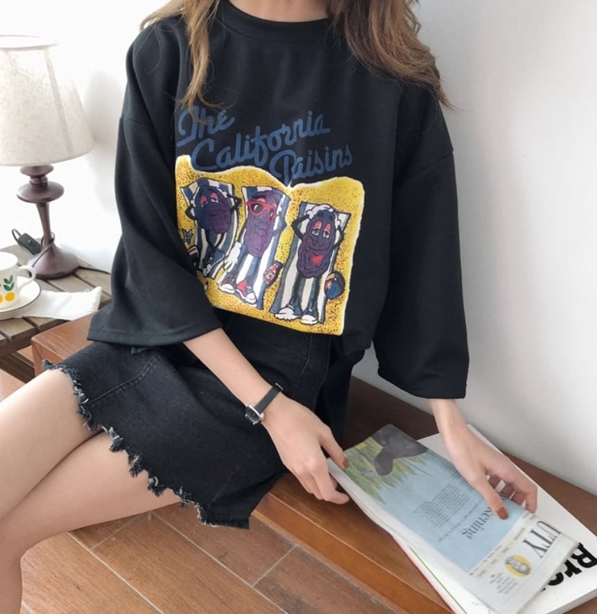 話題沸騰中 カジュアル ゆったり プリント 2色半袖Tシャツins-8161