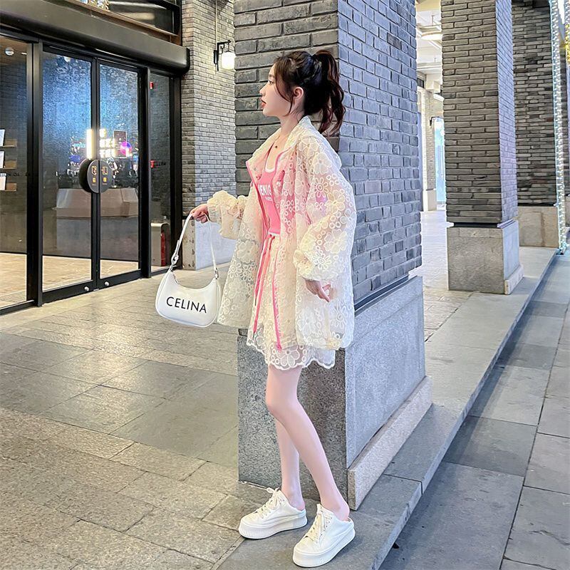新作 美感いっぱい 日焼け対策 透け感 無地 パーカー ins-4984