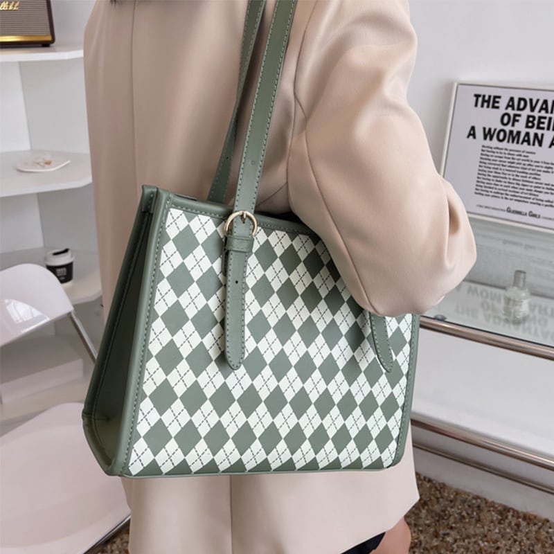 高級感溢れる スタイリッシュ チェック柄 ショルダーバッグins-3072