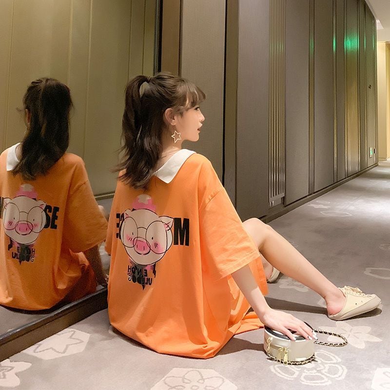 美人度アップ カジュアル プリント 両面着る ワンピースins-8453