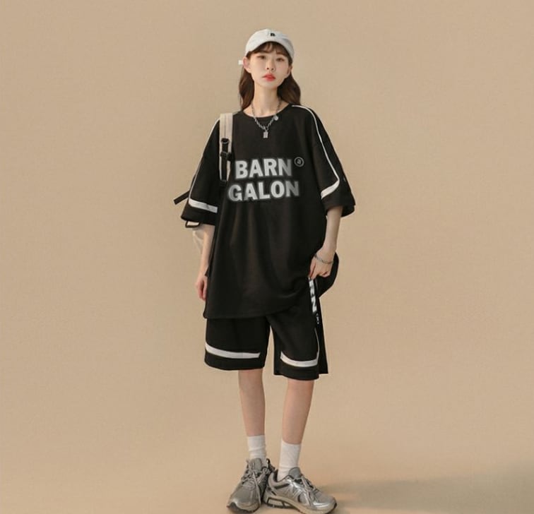 大好評 カジュアル ファッション ルーズ半袖Ｔシャツⅹパンツセットins-6539