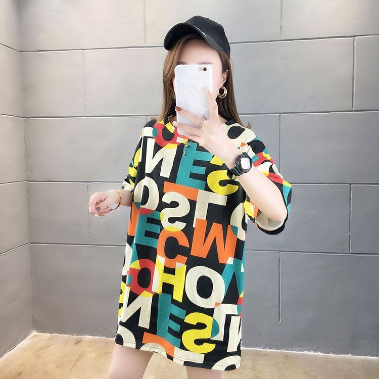 売り切れ必至 個性派 カラーマッチング プリント全2色 半袖Tシャツ カットソー ins-8556