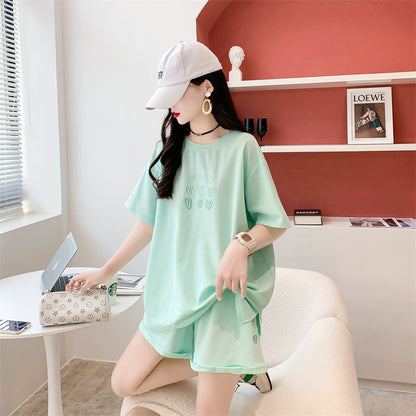 売り切れ必至  上質 カジュアル ルーズ  半袖Ｔシャツⅹパンツセット全3色 ins-8234