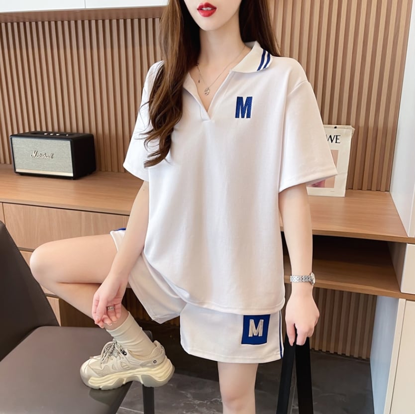 売り切れ必至 ルーズ  半袖Ｔシャツⅹパンツセット全2色ins-8190