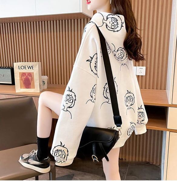 【店舗販促品】 美人度アップ プリント パーカー  全3色ins-4938