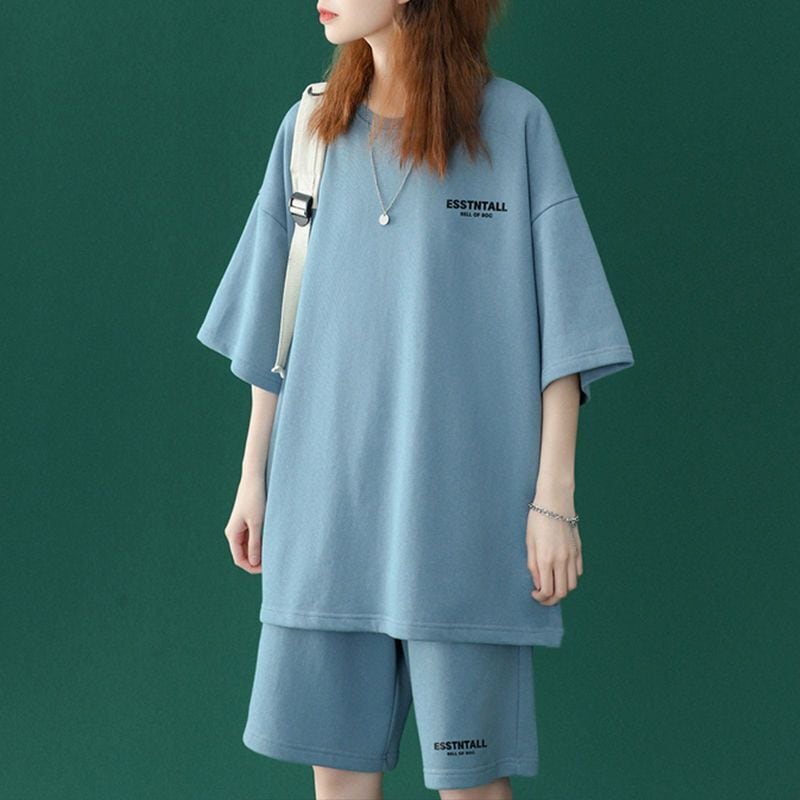 【半額セール】早い者勝ち 男女兼用 半袖Ｔシャツⅹパンツセット全4色ins-6549