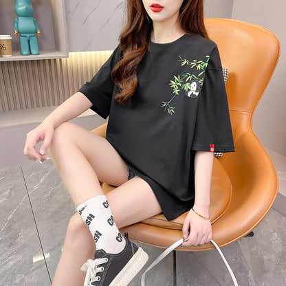 新商品 上質 カジュアル 刺繍 半袖Tシャツ カットソーins-8219